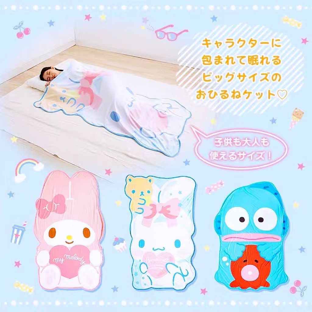 Selimut Sanrio Melody Pink Cinnamoroll Hangyodon Ikan Biru Hello Kitty Kuromi Blanket Impor Lucu