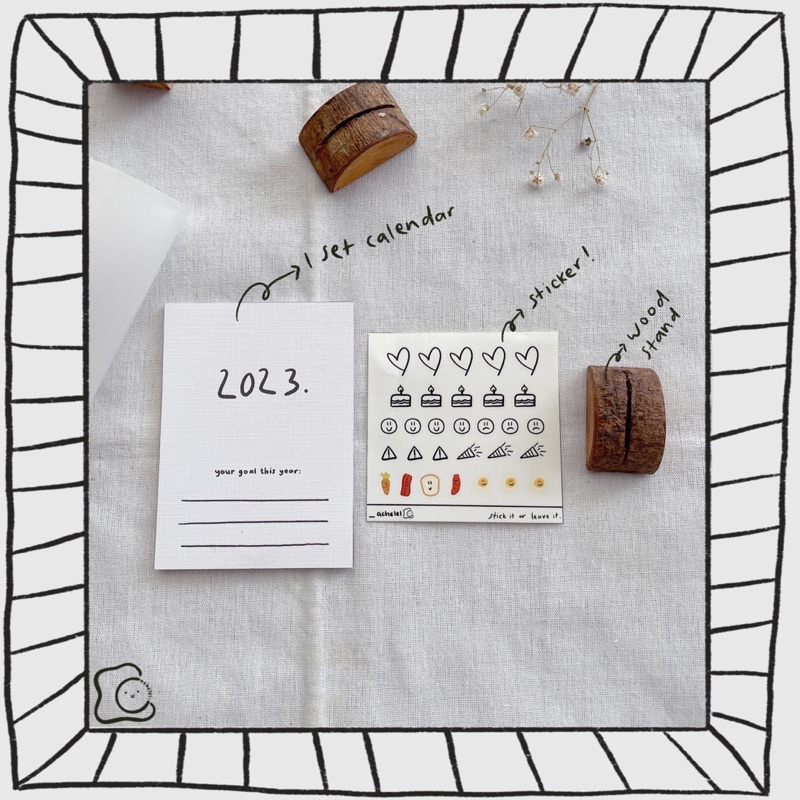 

Mini Calendar Desk 2023 / kalender meja estetik / christmas hampers natal