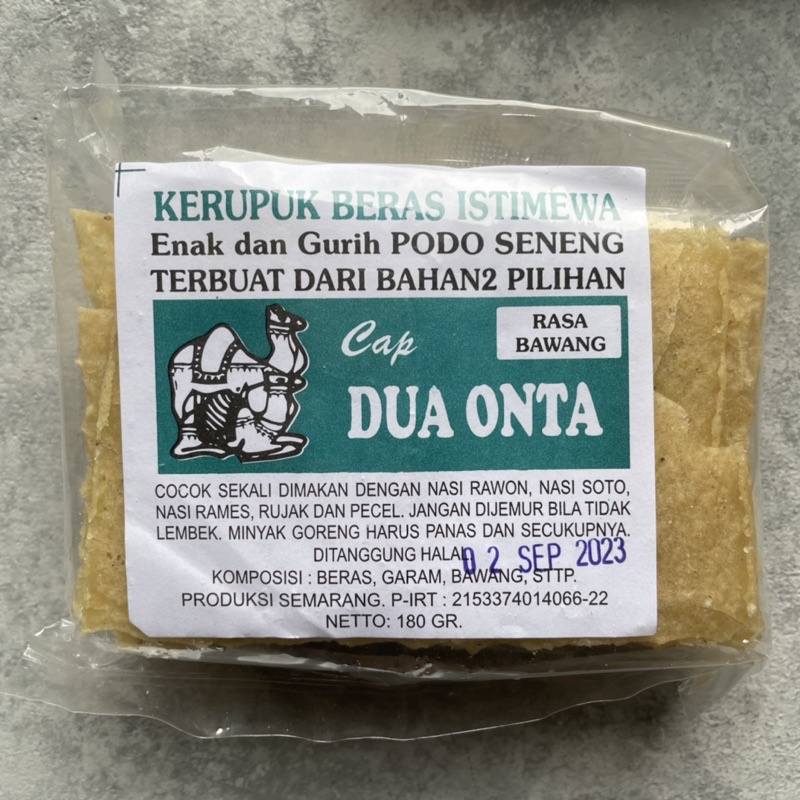 

Kerupuk Beras Cap Dua Onta - Rasa Bawang / Kerupuk Gendar / Asli Semarang