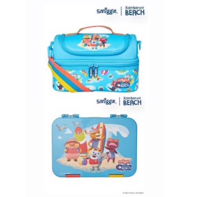 ORIGINAL ONE SET Smiggle Lunch Bento Box & Double Decker Kangaroo Beach size Medium Kotak Makan dan 