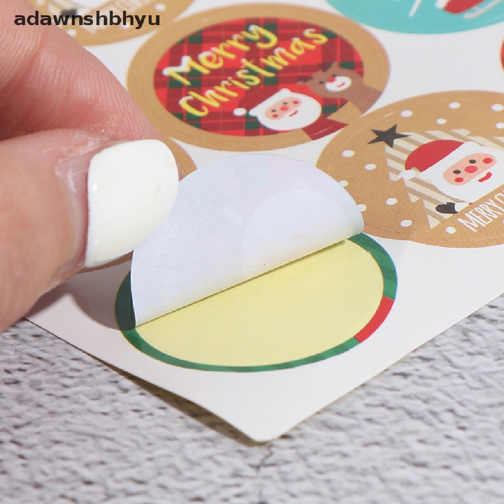 Adawnshbhyu 120pcs Stiker Kado Natal Merry Christmas Kemasan Bulat ers Label ID