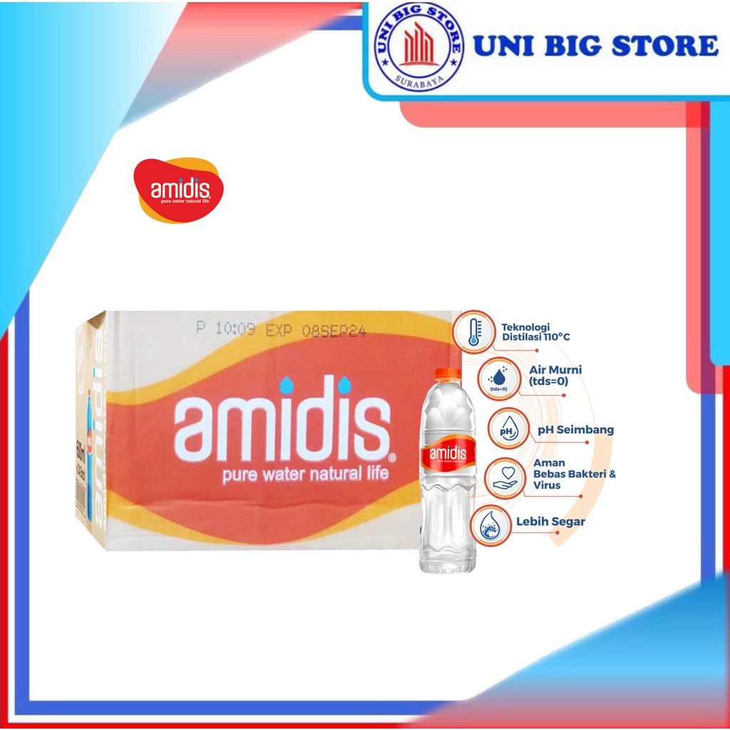 

Amidis Air Minum Distilasi 600 ml x 24 Botol DUS Carton
