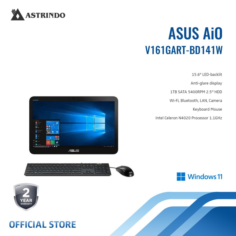 Asus AIO Desktop PC 15.6"/N4020/UMA/4GB/1TB/Win11 - (V161GART-BD141W)