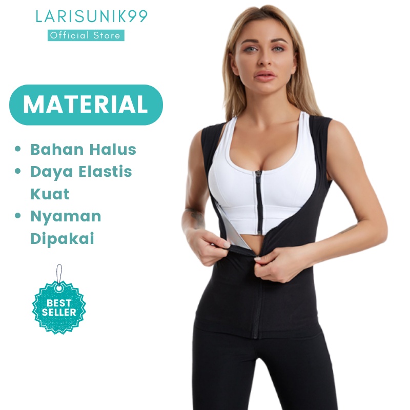 Korset Pelangsing Wanita Resleting Zipper Pembakar Lemak Perut Kendur Korset Perut Buncit Pembakar Lemak Baju Gym Fitness Melangsingkan Ampuh Pengecil Pinggang Baju Olahraga Tanktop Cami Zipper Silver Original Import Premium Terbaru