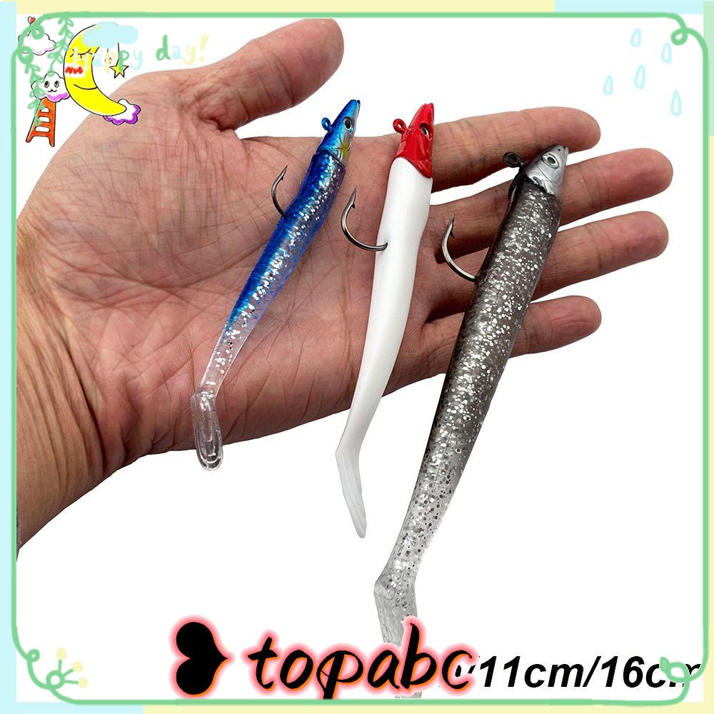 Top Fish Belut Lure Silikon Tahan Lama Luminous Lead Jig Head