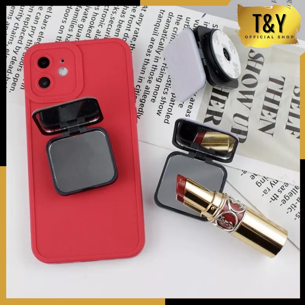 T&amp;Y Pop socket Cermin Hp Korean Aesthetic Handphone Dudukan Ponsel Estetik Simple Bentuk Kotak Warna Polos