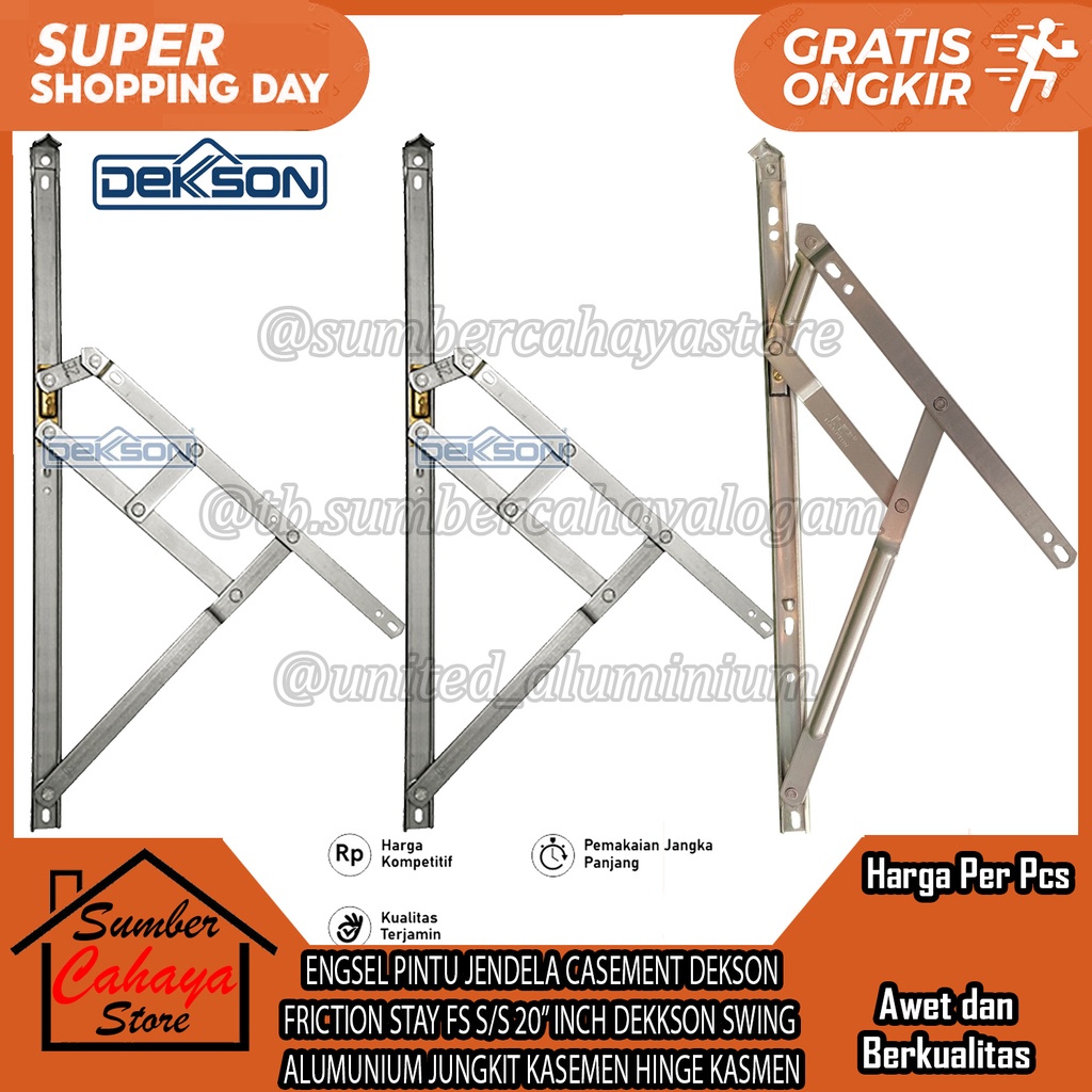 ENGSEL  CASEMENT JENDELA DEKKSON FRICTION STAY FS S/S 20” INCH DEKSON KASMEN KASEMEN KASMAN KASMANT 