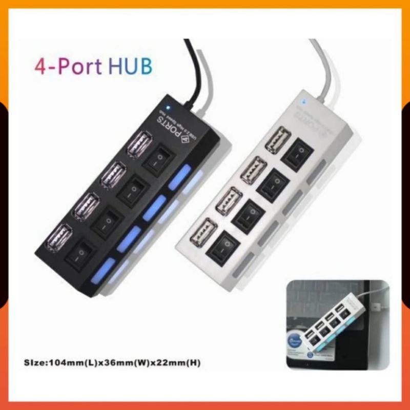 (COD) USB HUB SAKLAR 4 PORT ON / OFF HIGH SPEED SAKELAR HITAM