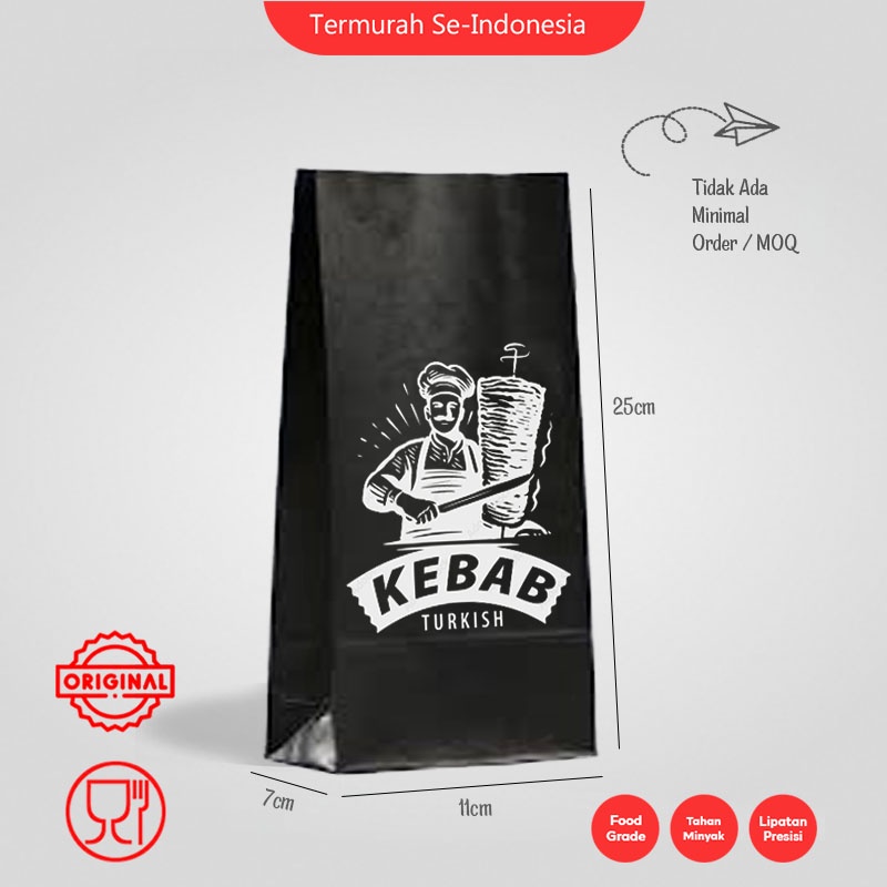 Jual Custom Kantong Kertas Makanan Hitam Uk X X Cm Bungkus Makanan Kantong Kertas Kebab