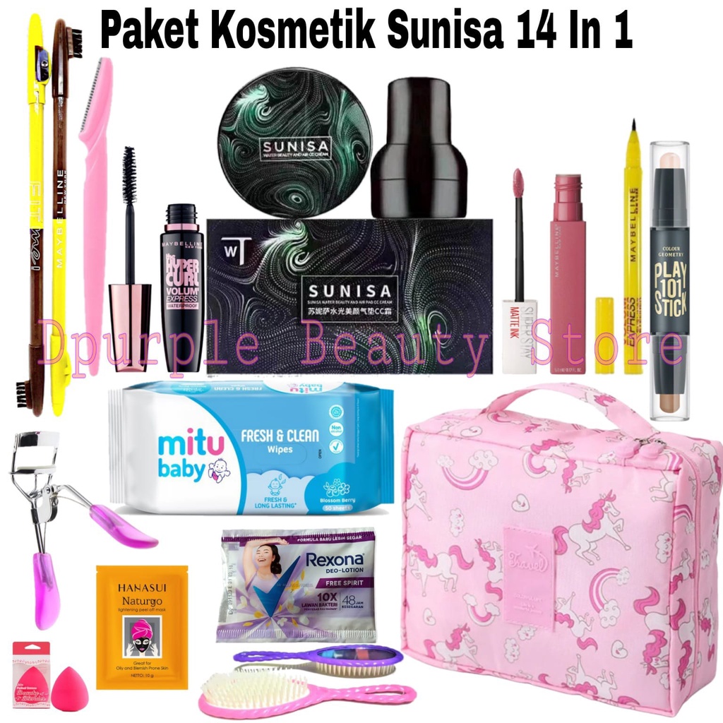 Paket Kosmetik Super Lengkap / Paket Kosmetik / Paket Kecantikan / Kosmetik / Kecantikan / Make Up Lengkap / Kuas Make Up  / Kecantikan Wanita / Cushion / Contour / Tisu Basah / Tas Kosmetik Travel