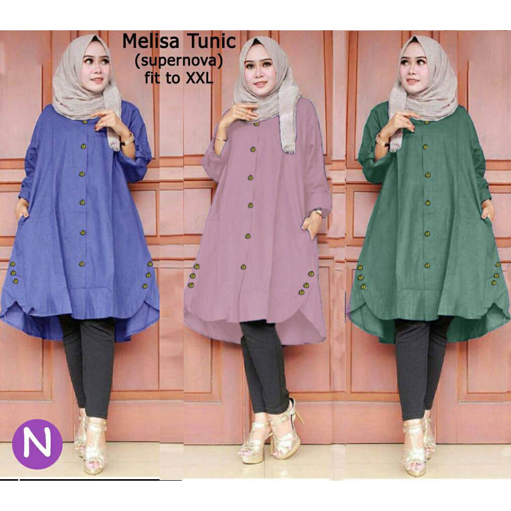 PIK - Melisa Tunik Jumbo XL, XXL, 3XL  / Tunik Wanita Jumbo / Kemeja Wanita Jumbo/ BAJU JUMBO