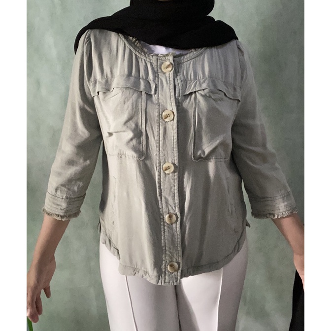 Preloved/Thrift Outer Sage Green Korean Style