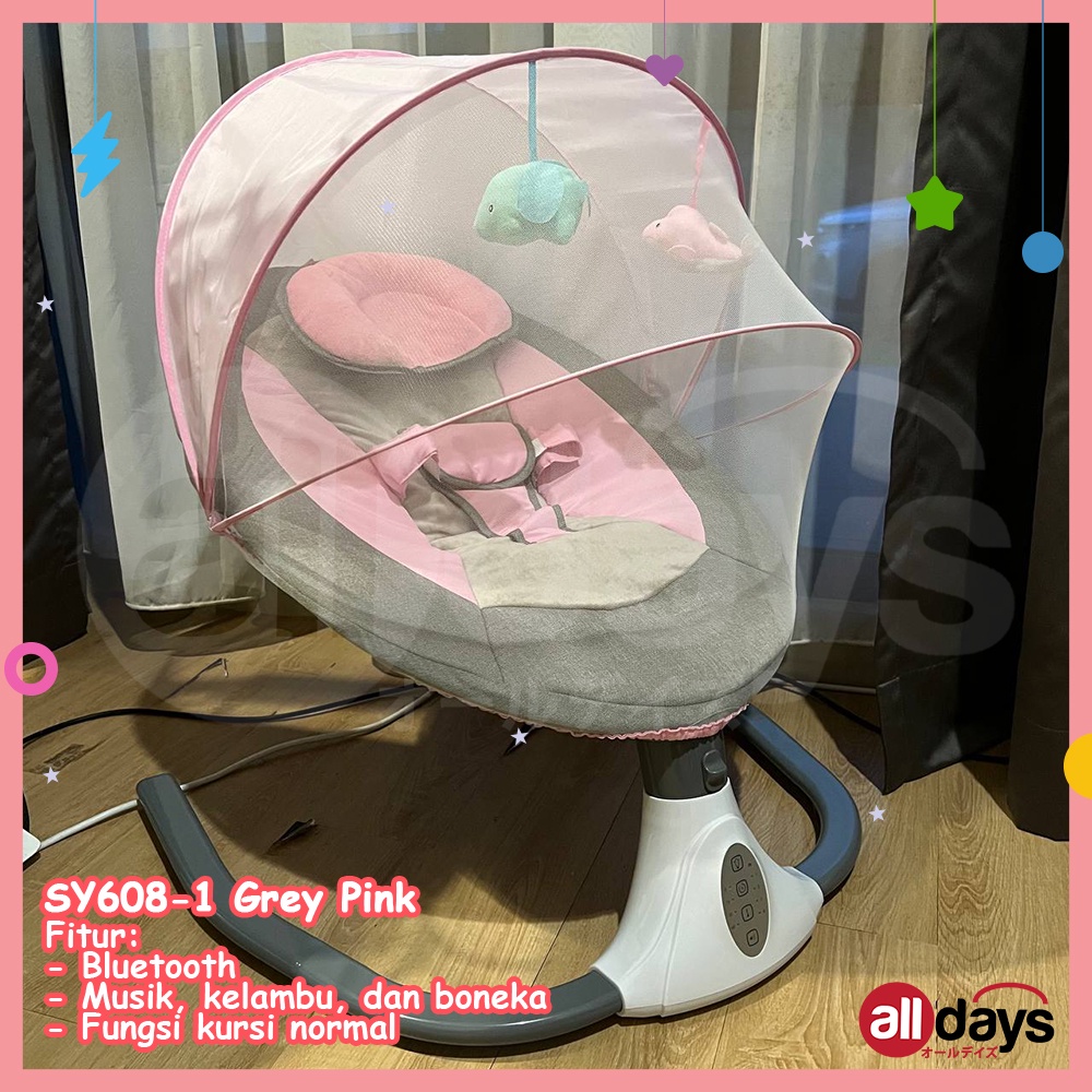 Alldays Electric Baby Bouncer With Bluetooth and Music / Baby Rocking Chair Elektrik dengan dan kelambu