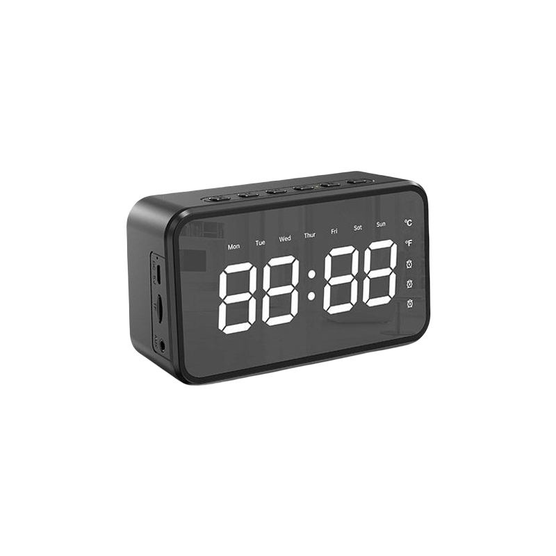 Mini Desktop Wireless Bluetooth Speaker Cermin Smart Touch Jam Alarm Subwoofer Kolom Panggilan Handsfree/Kartu TF/FM