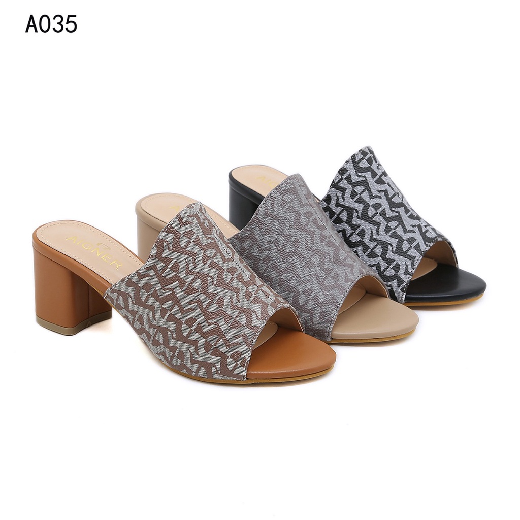 AG Bloch Heel Sandals in Signature Coated Canvas A305