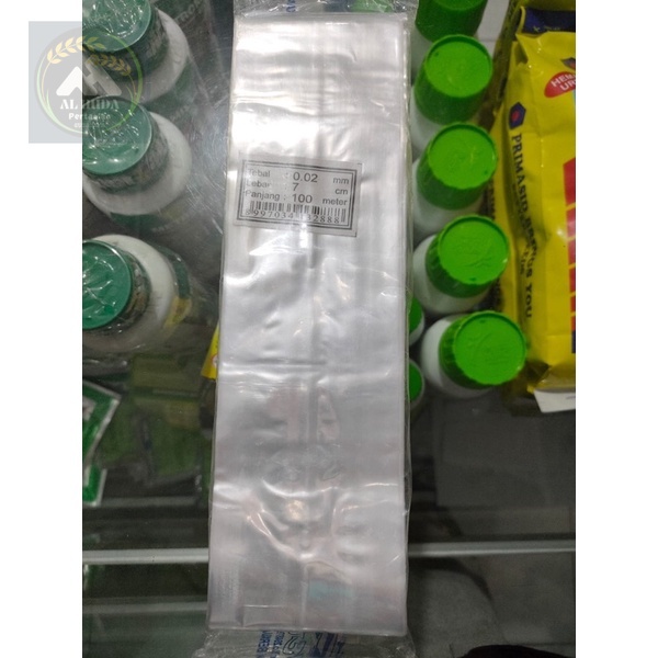 Plastik ukuran lebar 7 cm tebal 0,2 mili panjang 100 meter ALHUDA cocok buat bungkus pare pare sayur