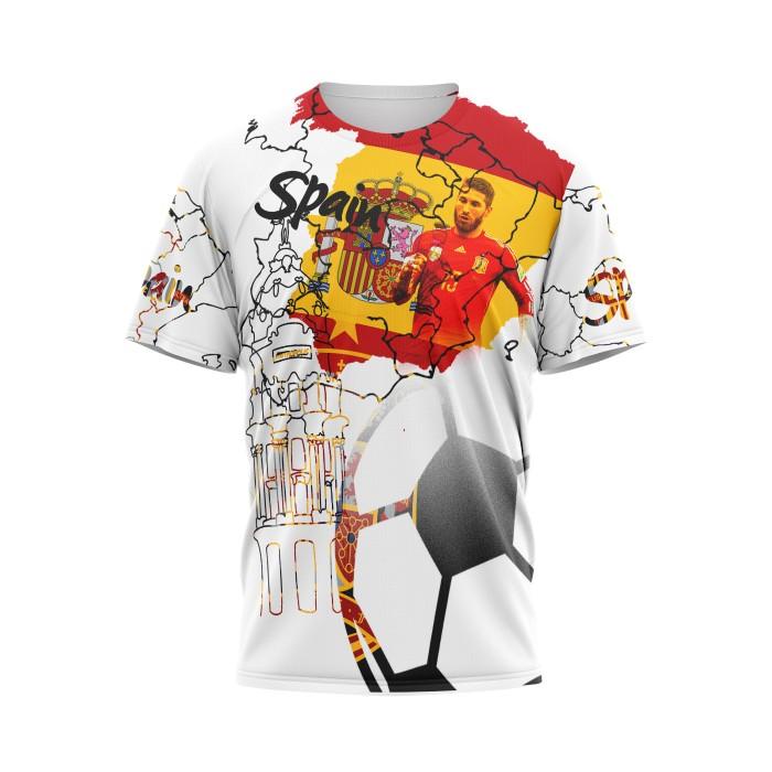 JERSEY SEPAK BOLA PIALA DUNIA QATAR 2022 CASUAL SPAIN SPANYOL CUSTOM