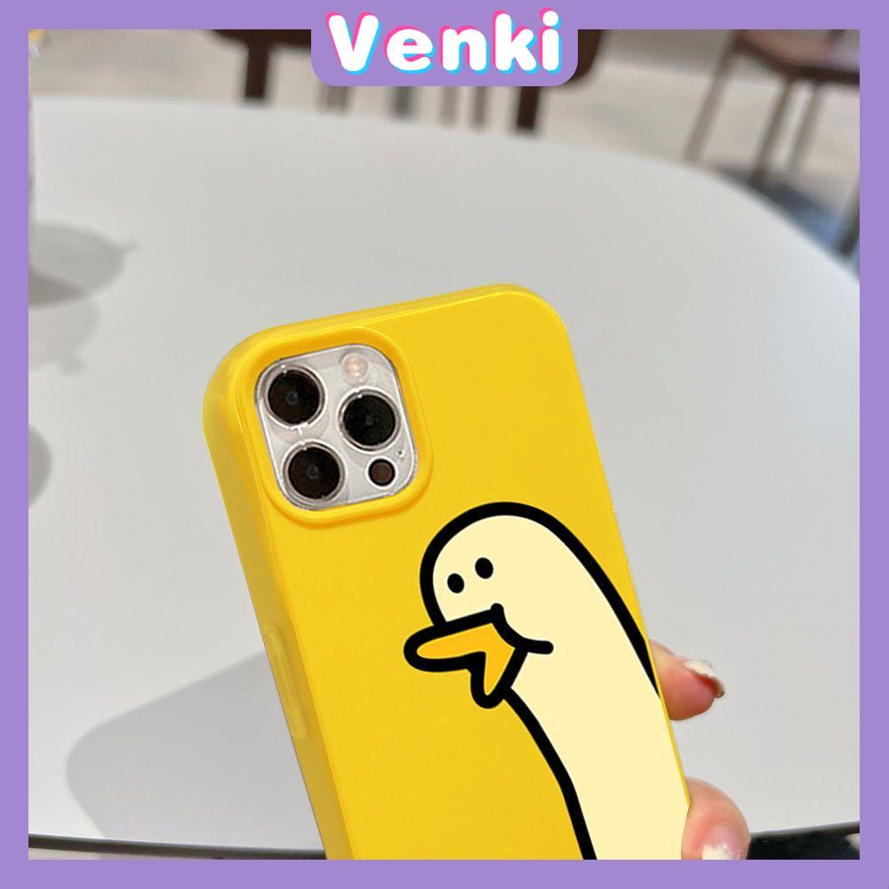 Case For iPhone 14 Pro Max Soft TPU Candy Case Cute Cartoon Duck Glossy Yellow Back Cover Camera Protection Shockproof For iPhone 13 12 11 Plus Pro Max 7 Plus X XR