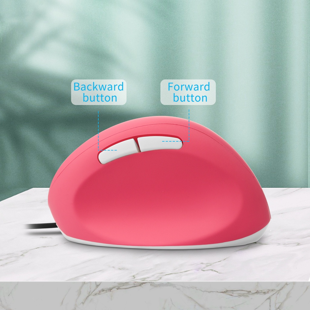 Pink Wired Vertical Mouse Mouse Mouse Mouse Gaming Ergonomis Dapat Disesuaikan DPI 800-1200-1600 Tikus