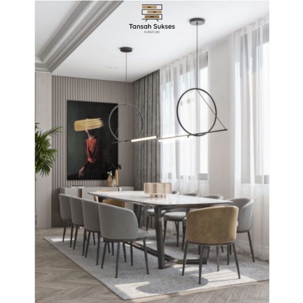 KURSI MAKAN MODERN MINIMALIS MEJA MAKAN MARMER 10 KURSI KAYU JATI TERBARU BEST SELLER
