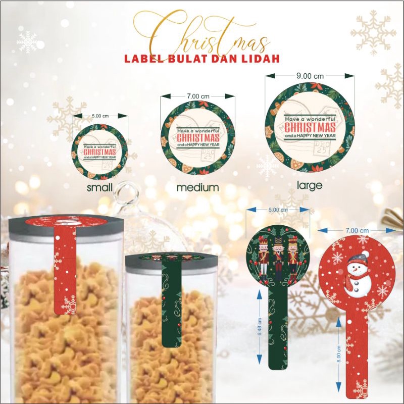 

( ISI 6 PCS ) sticker christmas label natal xmas new year sticker toples bulat sticker lidah