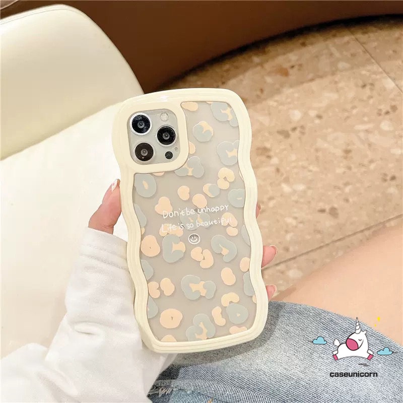 Case Oppo A16 A78 A17K A17 A57 A95 A5s A15 A96 A54 A74 A3s A16s A55 A12 A5 A9 2020 A76 A77 A7 A16K A1k A77s A53 A52 Reno 8T 8 7 7Z 8Z 6 Wavy Edge Fashion Motif Leopard Sarung Soft Case