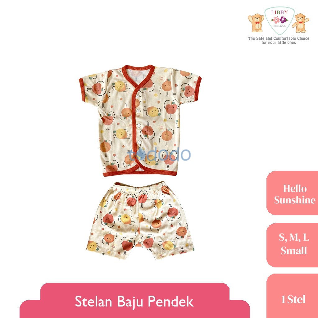 Baju Bayi Setelan Pendek Anak Kecil LIBBY Motif Hello Sunshine (1stel)