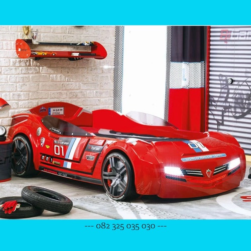 Tempat tidur anak cowo custom bed single karakter mobil balap mewah