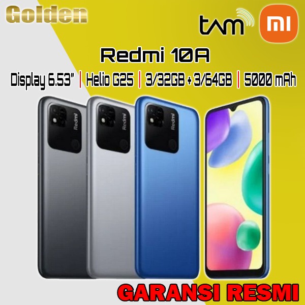 XIAOMI Redmi 10A 3/32 3/64 4/64 Ram 3GB 4GB Internal 32GB 64GB Garansi Resmi
