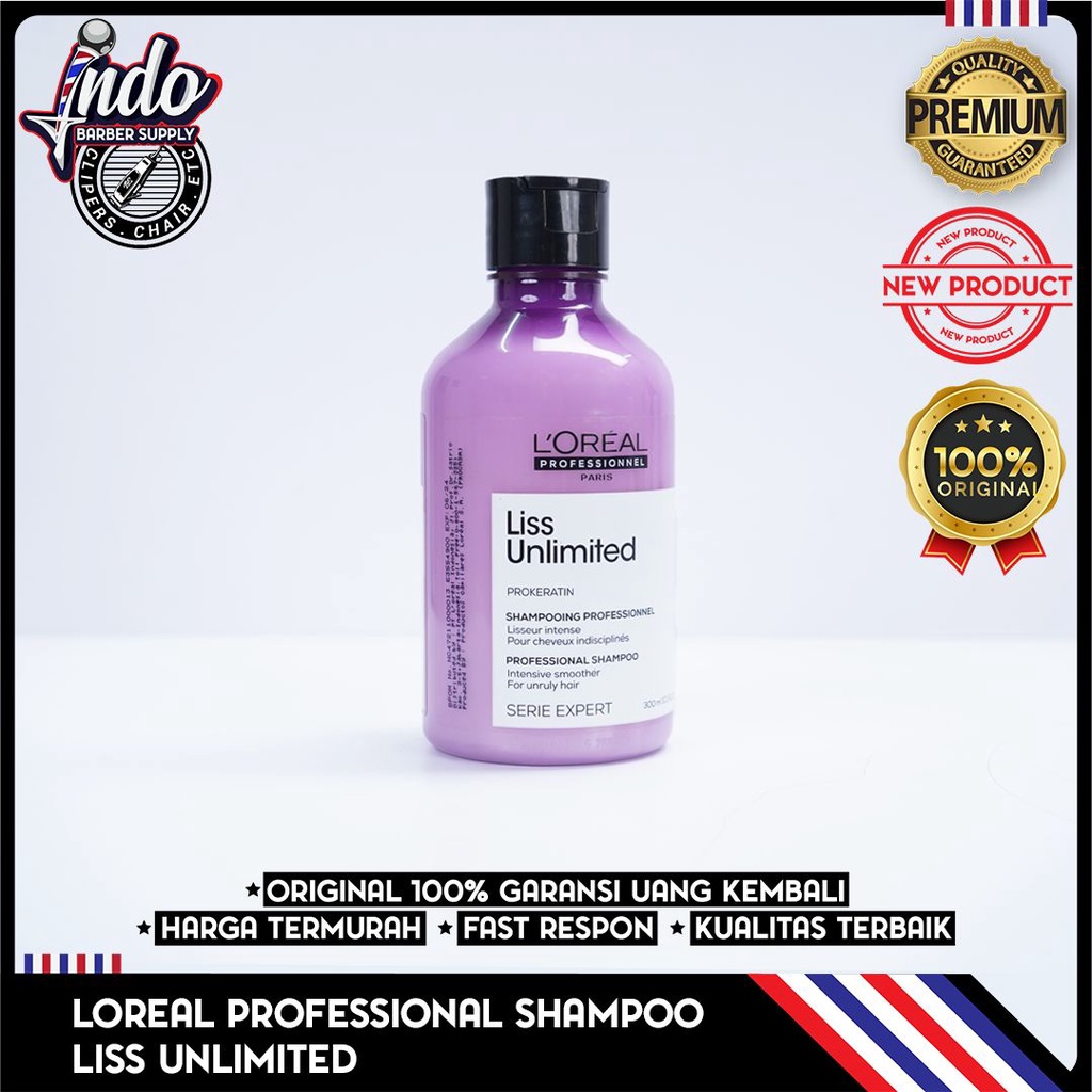 PROMO! 100% ORIGINAL Loreal Serie Expert Prokeratin Liss Unlimited Shampoo 300 ml / Pelembut Rambut