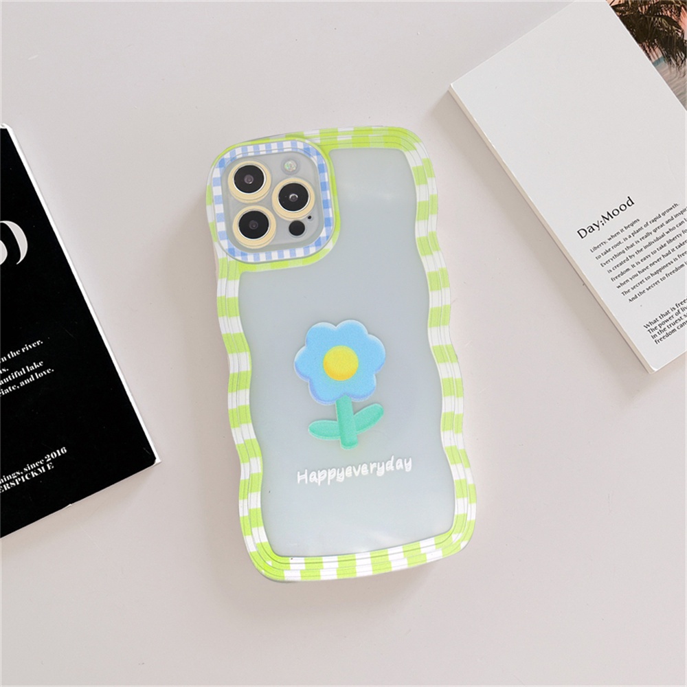 Casing TPU Motif Bunga Wave Edge Motif Kotak Kotak Untuk Iphone14 14 Pro MAX 11 Pro MAX 12 12 Pro 12 Pro MAX iPhone 13 Pro MAX X XR XS MAX 6 6S 7 8 Plus SE 2020kotak Motif Bunga Wave Edge DGX