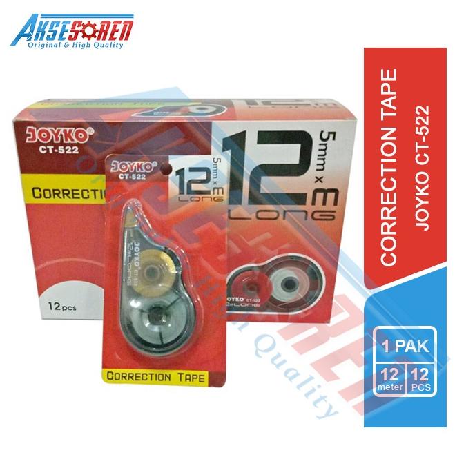 

TIP EX KERTAS PITA JOYKO [CT-522/12 PCS] / CORRECTION TAPE X ROLL [1 BOX] TERLARISS...,,,,,