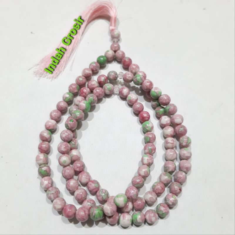 TASBIH BATU PIRUS PINK 99BUTIR 8MM ORIGINAL