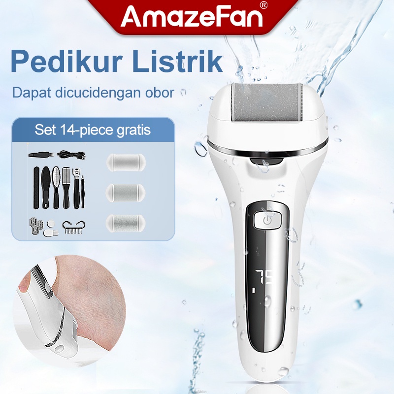 Amazefan Elektrik Alat Penghalus Kaki Untuk Menghilangkan Kulit Mati Kapalan Elektrik Pengelupasan Kulit Tumit Alat Amplas Callus Remover Kelupas Menicure Pedicure