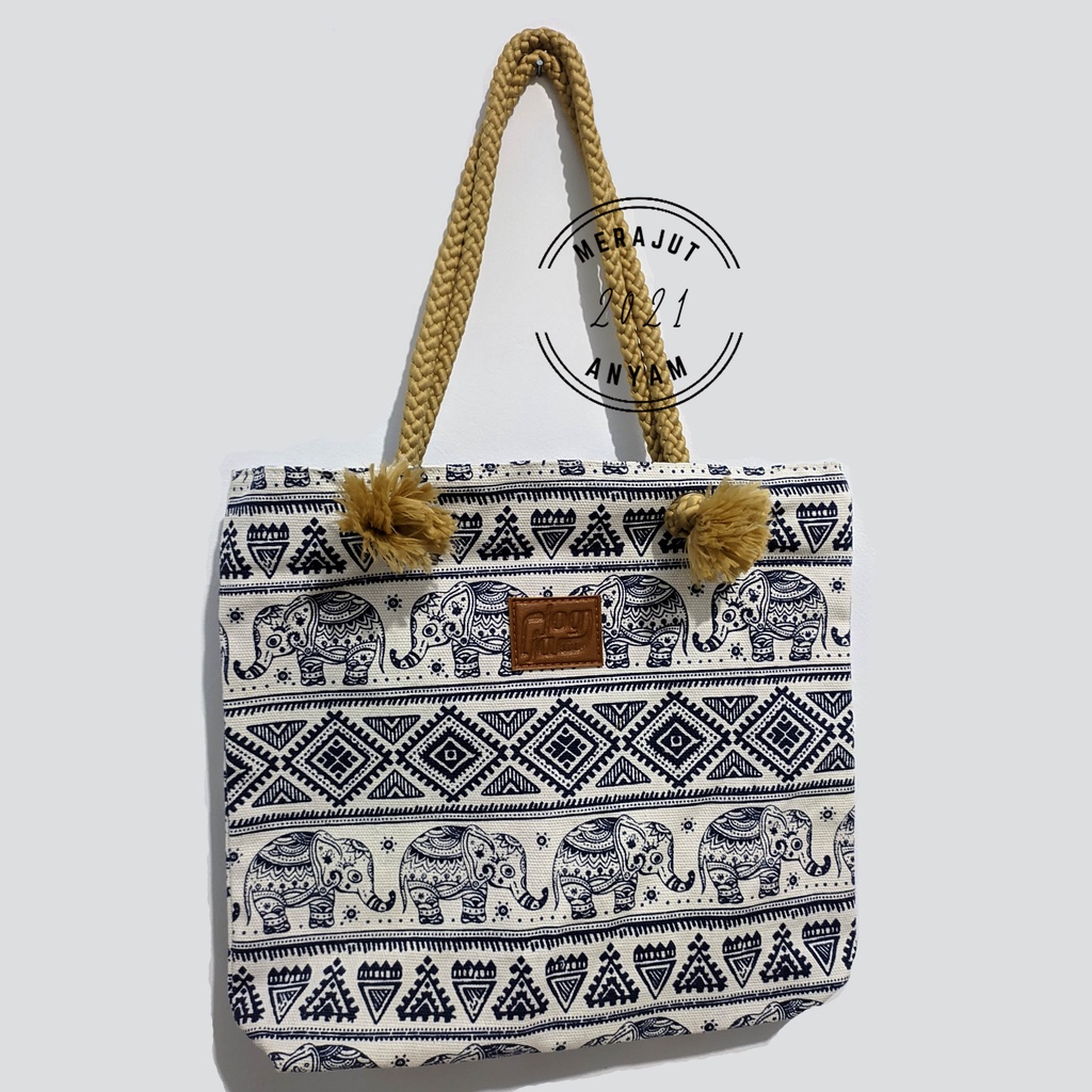 Tote bag tas wanita bahan kanvas tebal murah totebag oleh oleh jogja malioboro