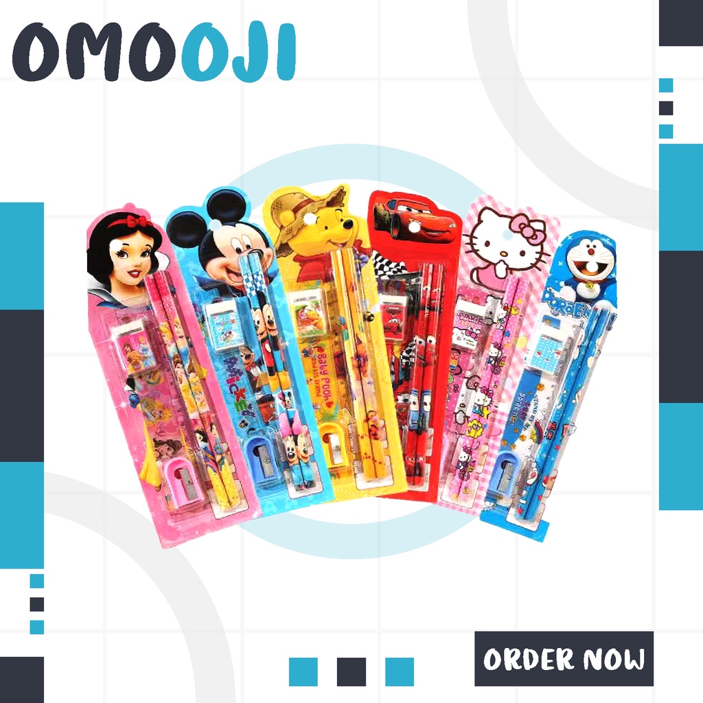 

Omooji - MINI STATIONERY SET ALAT TULIS SEKOLAH 5 in 1 KARAKTER LUCU S004