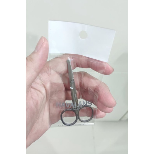 gunting bulu hidung rounded tip stainless havalans / gunting ujung tumpul / gunting alis