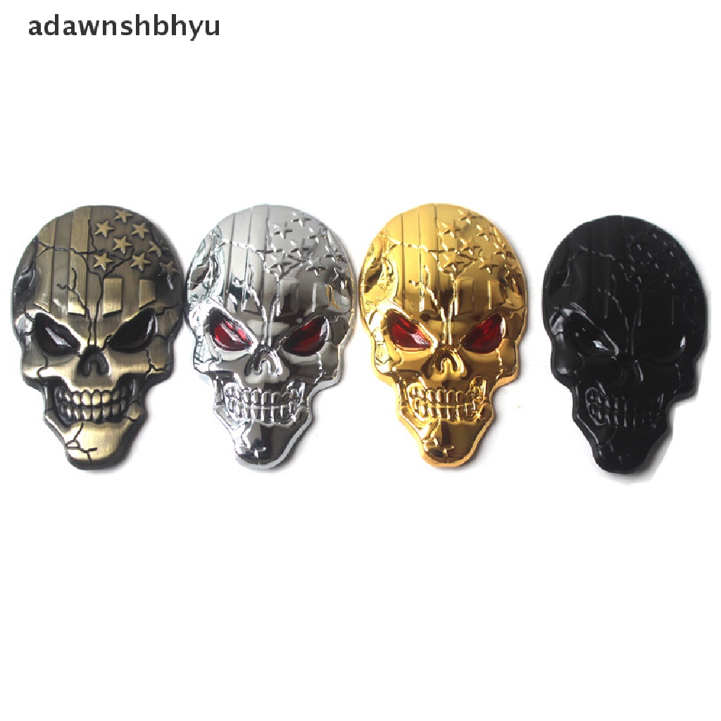 Adawnshbhyu 3D Stiker Mobil Metal Mobil Side Fender Rear Trunk Skull Emblem Badge Decal Untuk Mobil ID