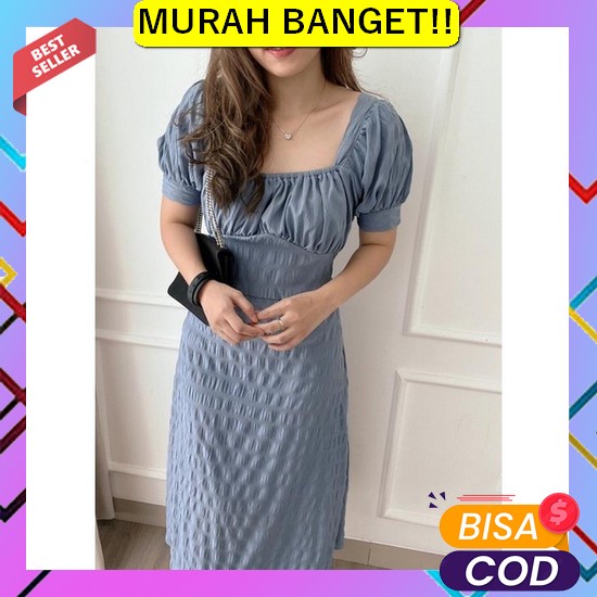 Baju Dress Wanita Modern Model Terbaru Motif Batik Lengan Pendek Selut Herfit Selena Dress / 8918