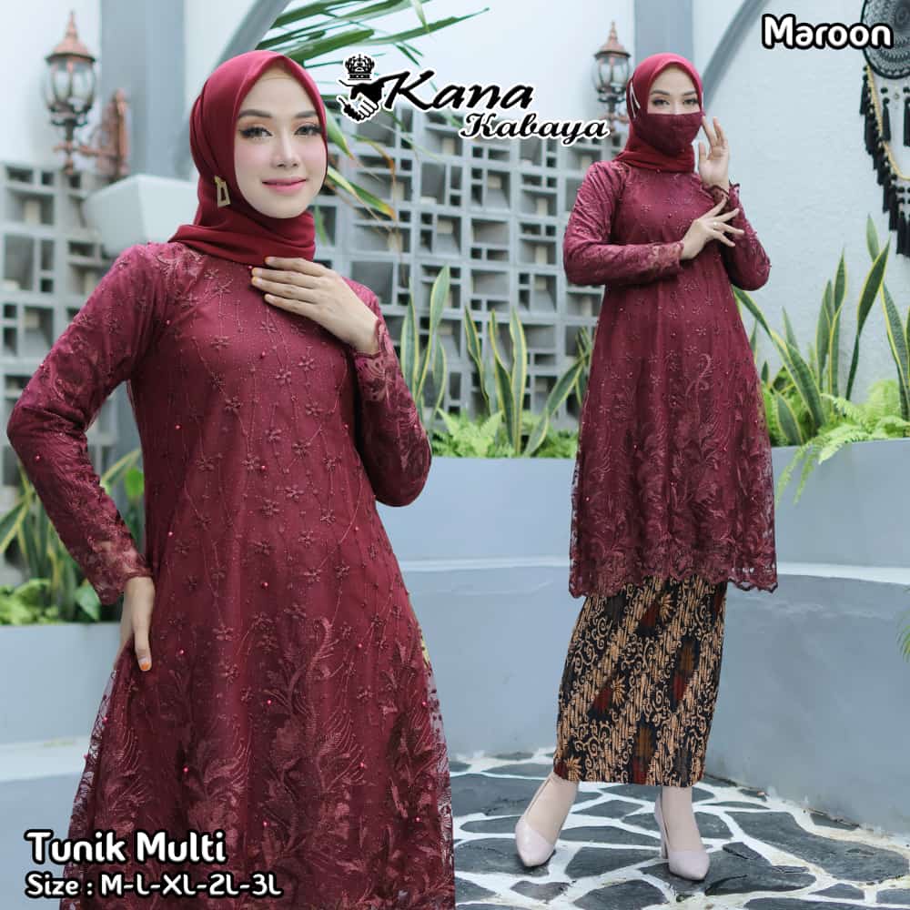 Set Kebaya Tunik Burkat Modren Wisuda Pesta Mewah Terlaris Kondangan Kekinian bisa atasan aja