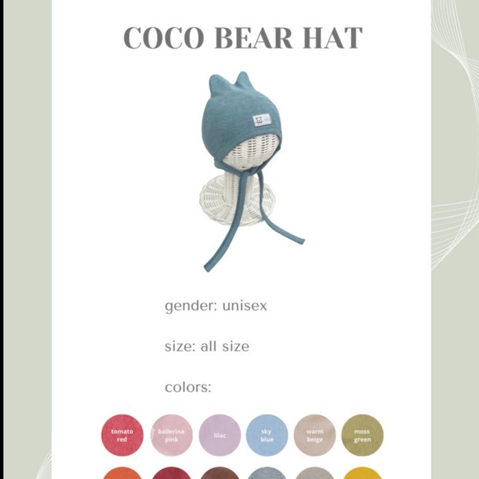 COCO POP BEAR HAT Topi Polos Kaos Katun Bayi Cotton