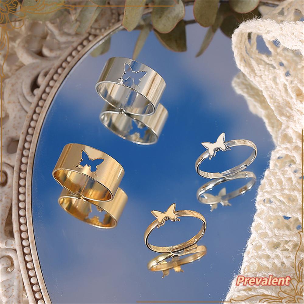 Preva Cincin Kupu-Kupu Pertunangan Gadis Fashion Adjustable Romantic Couple Ring