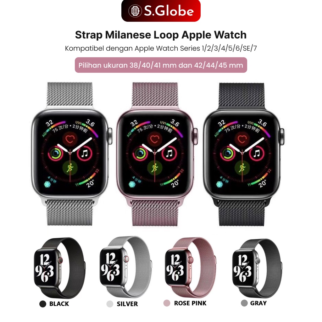 Strap Apple Watch Stainless Steel Milanese Loop iWatch 3 4 5 6 7 8 Replacement Band Gaya Elegant