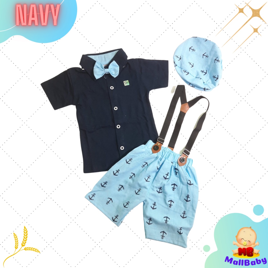 Setelan Baju Bayi Laki Laki 6 12 Bulan Tuxedo Baju Pesta Anak Bayi Cowok Set Dasi Suspender Topi Nicolas