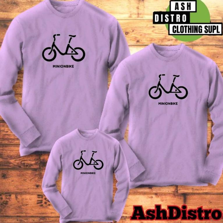 (I-V3V✓) Kaos lengan panjang couple keluarga sepeda minion bike / baju kapel family ayah ibu anak pr