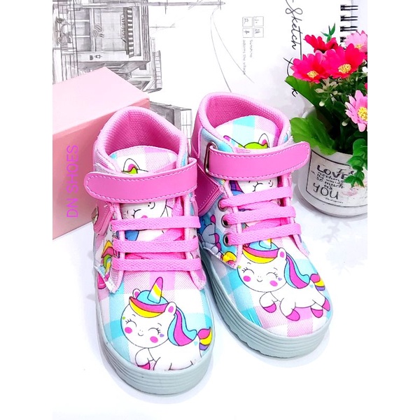 Sepatu Boots Anak Perempuan Sepatu Tali Anak Boot Anak Perempuan Murah Lucu Karakter Unicorn Tosca Juice
