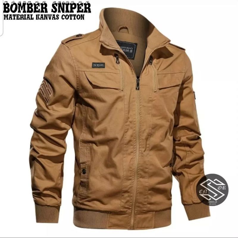 Jaket Bomber Sniper Kanvas Cowok/Pria | Jaket Motor Harian Keren Tahan Angin Best Quality!