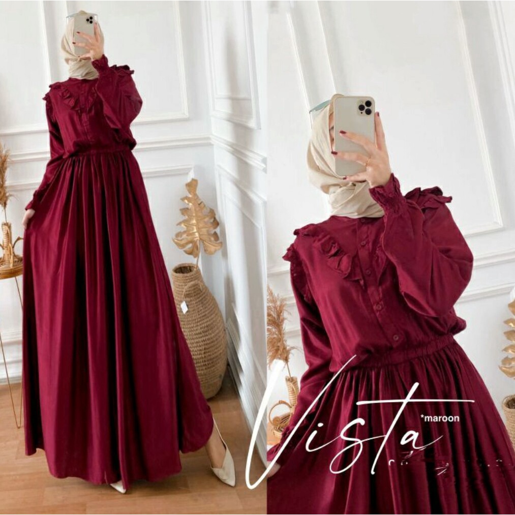 VISTA DRESS MAXY CRINKLE AIRFLOW // DRESS WANITA KARET PERUT REMPEL TERBARU