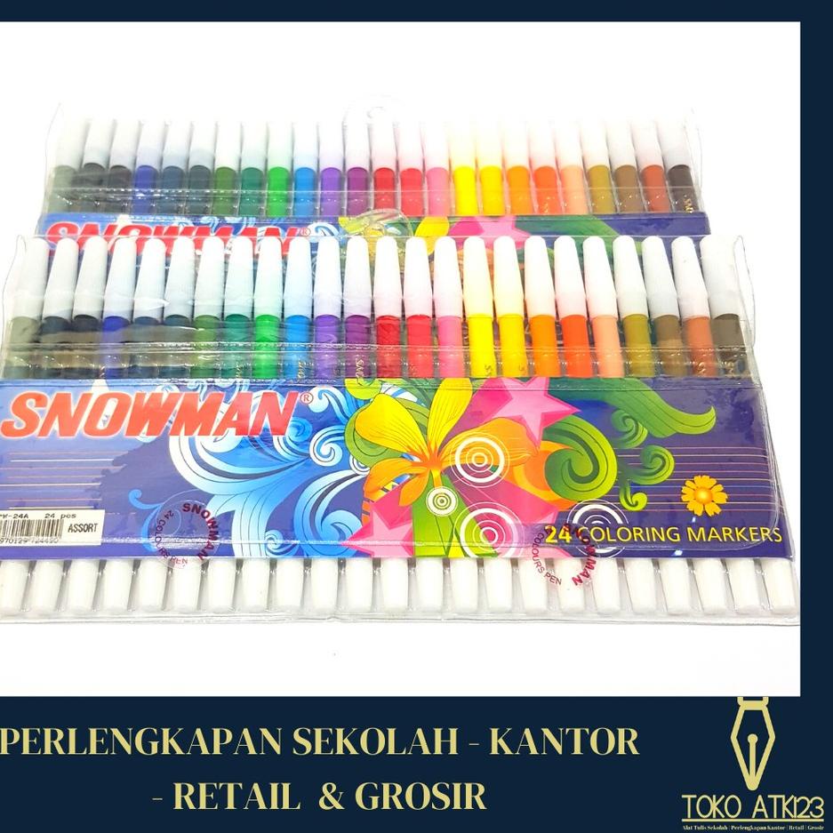 

New Arrival Spidol Permanent Kecil Set 24 Warna PW-24 Merk Snowman