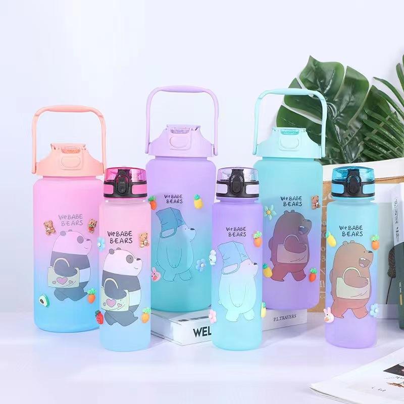 [ OBJ ] Botol Minum Gradasi 2000ML &amp; 1000ML Buy 1 Get 1 We Babe Bears / Botol Minum Viral Beranak